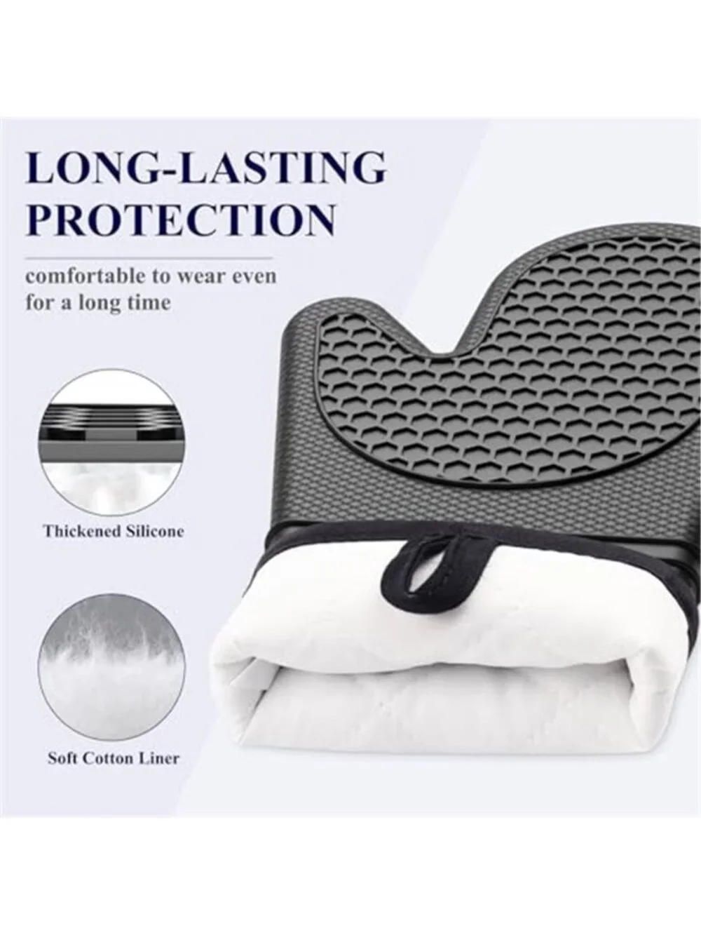 Silicone Oven Mitts, Set of 2, Heat Resistant, Oven Gloves with Soft